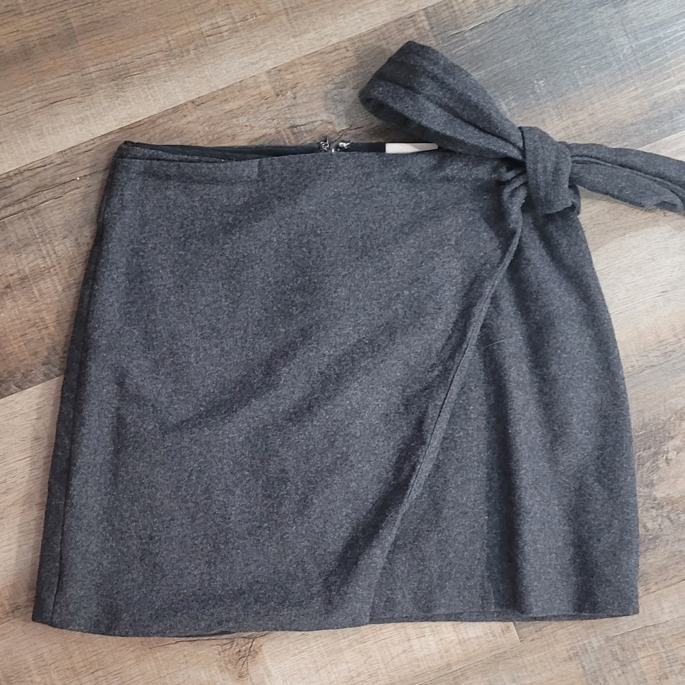 Wilfred Charcoal Wool Mini Wrap Skirt